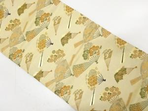 アンティーク　扇散らしに花模様織り出し名古屋帯（材料）